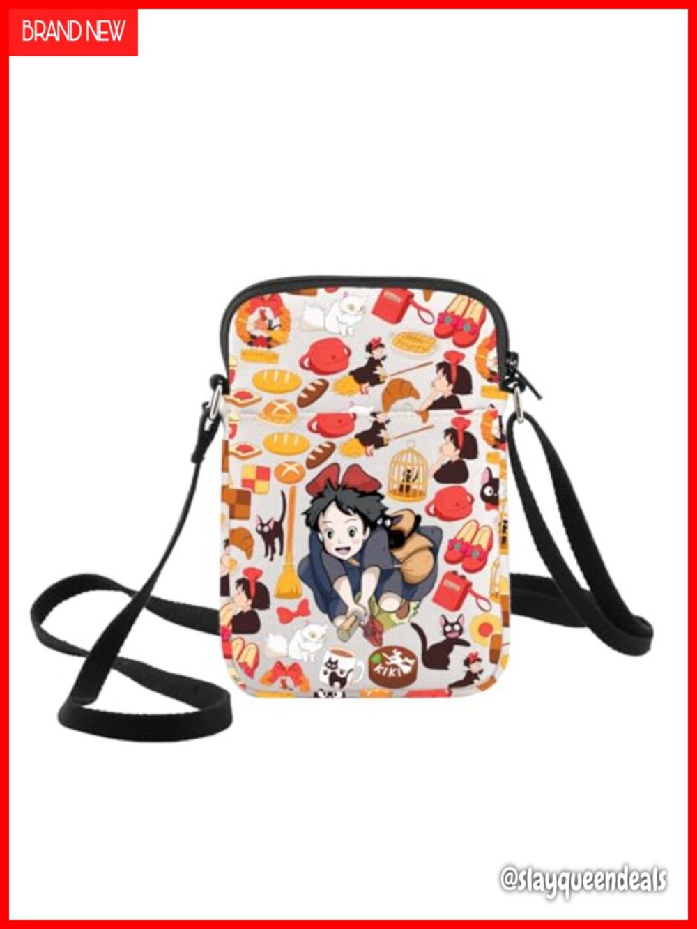 Water-Resistant Canvas Crossbody Bag Anime Cartoon Print Sling Purse
